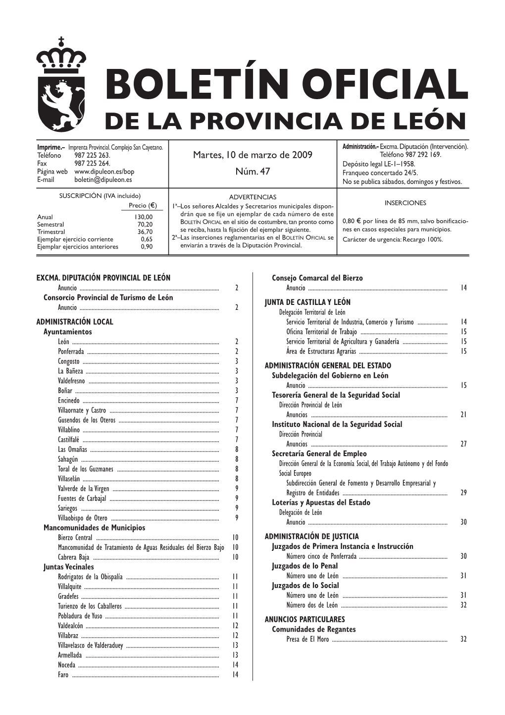 Boletín Oficial De La Provincia De León