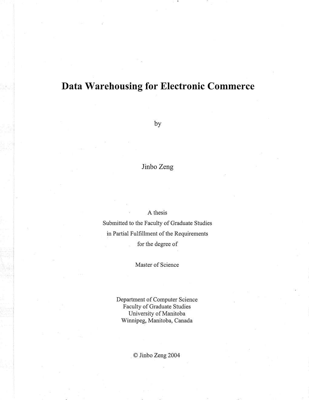 Data Warehousing for Electronic Commerce