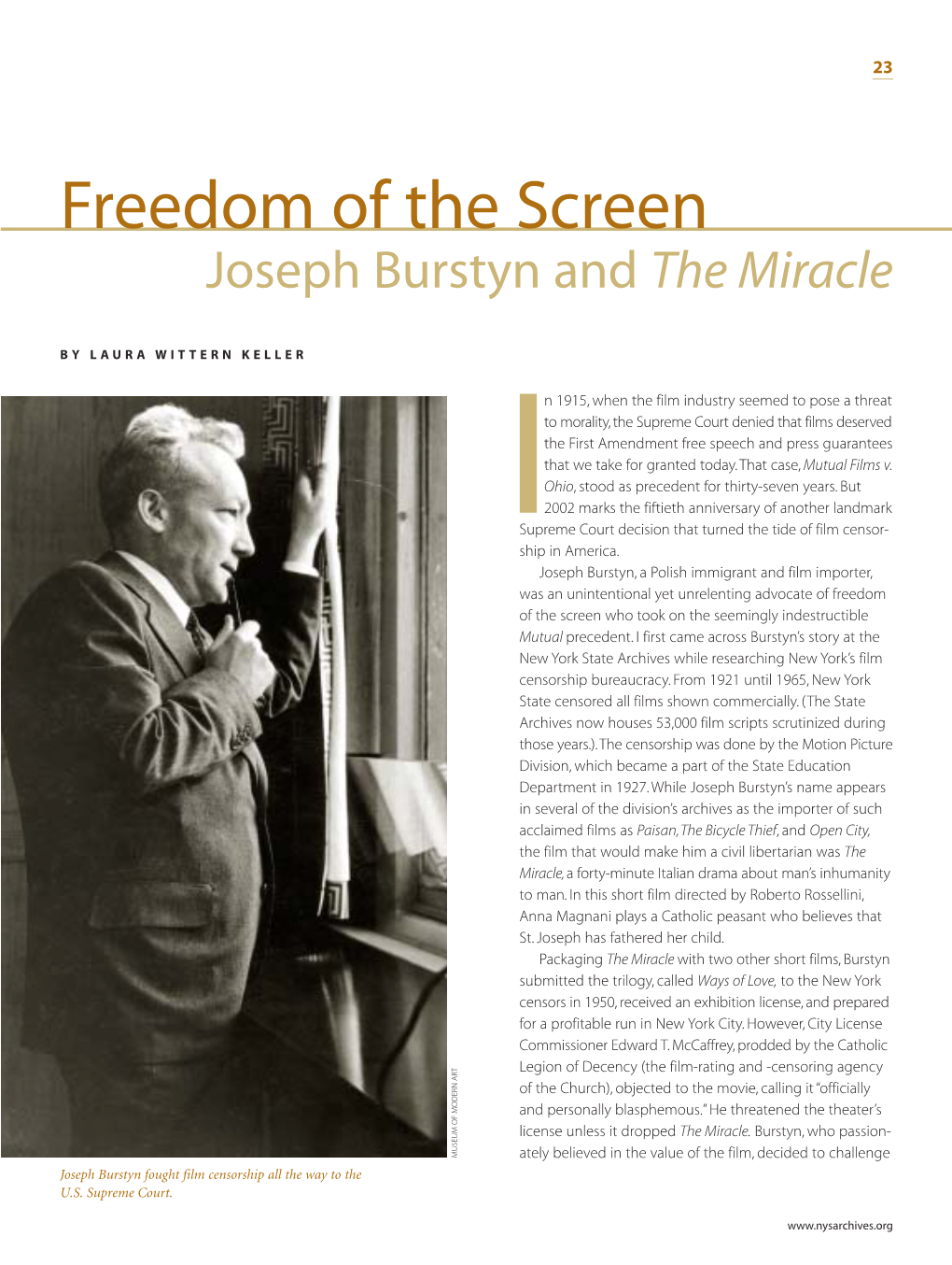 Freedom of the Screen: Joseph Burstyn and the Miracle