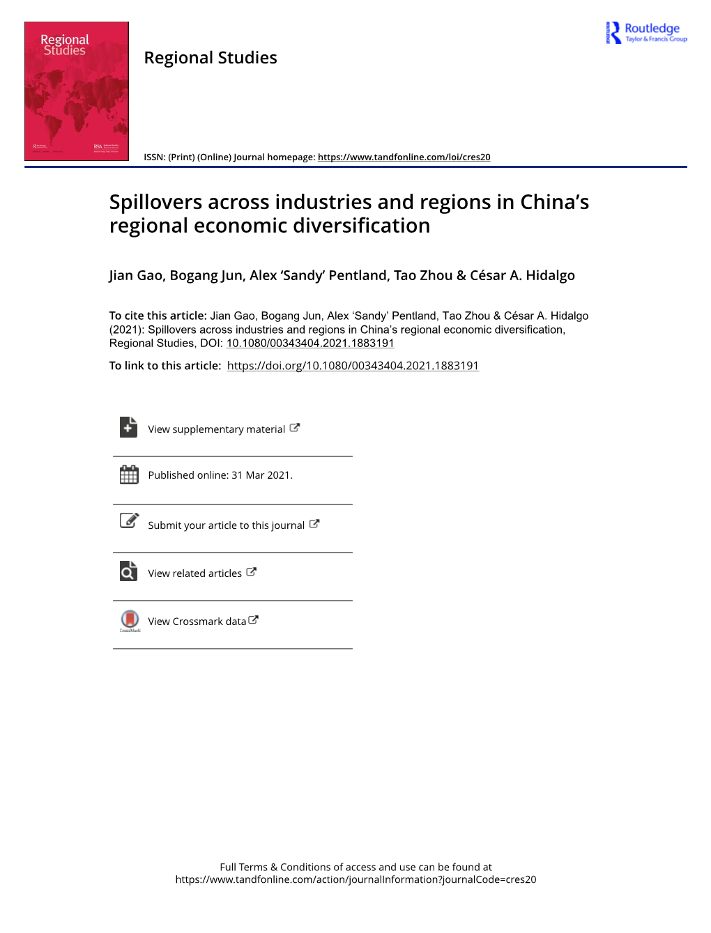 Spillovers Across Industries and Regions in China's Regional