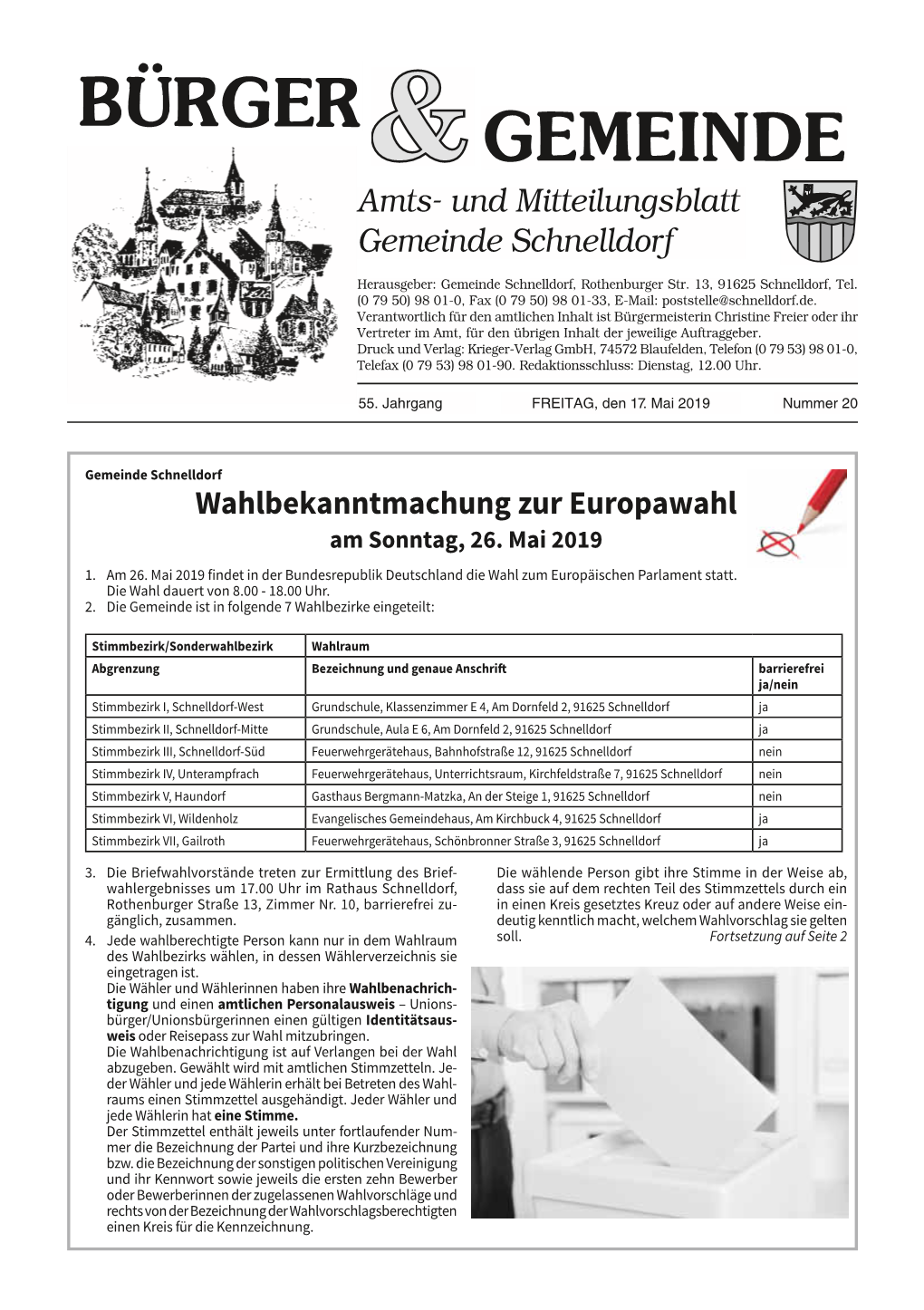 Amts- Und Mitteilungsblatt Gemeinde Schnelldorf