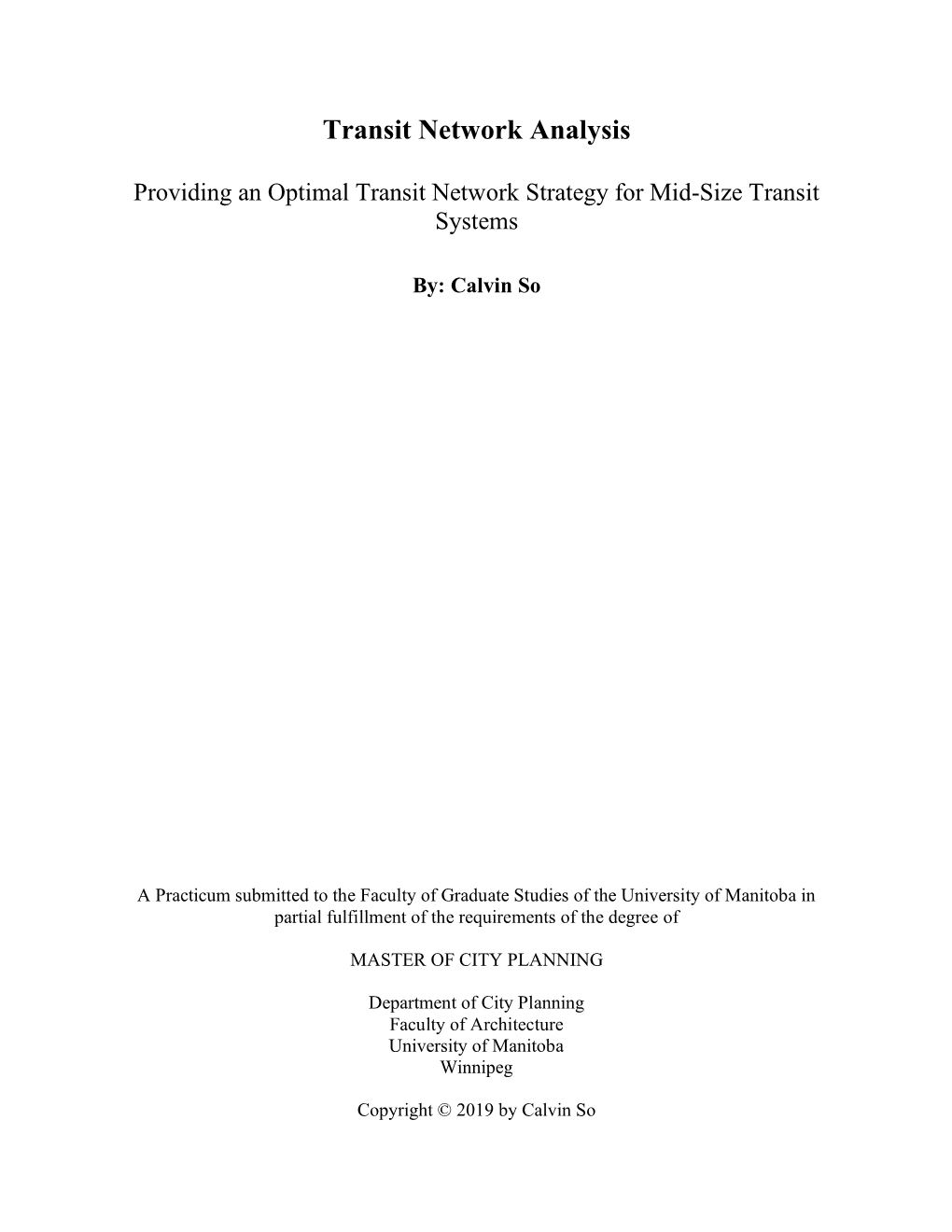 Transit Network Analysis