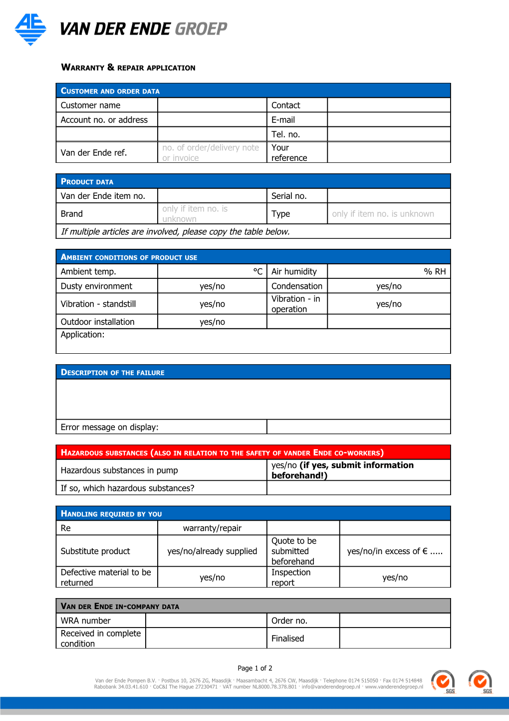 Explanation with the Warranty & Repair Application