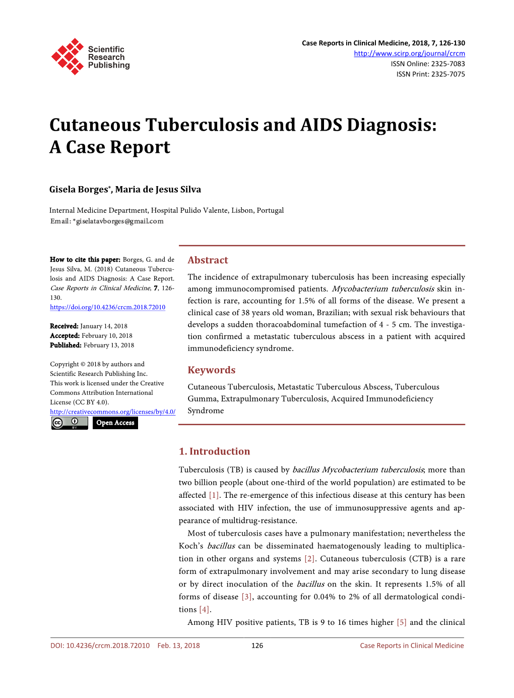 Cutaneous Tuberculosis and AIDS Diagnosis: a Case Report