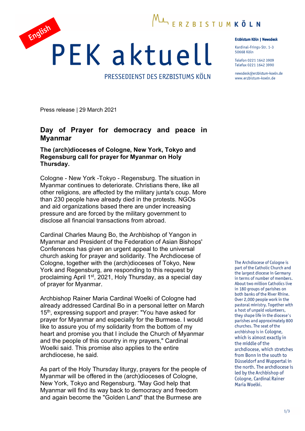 Day of Prayer for Democracy and Peace in Myanmar (210329)