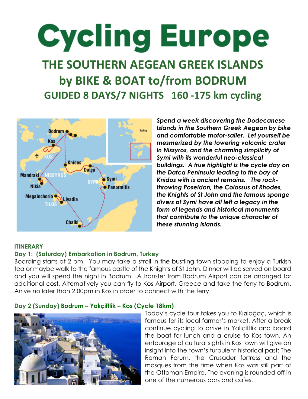 THE SOUTHERN AEGEAN GREEK ISLANDS by BIKE & BOAT To/From