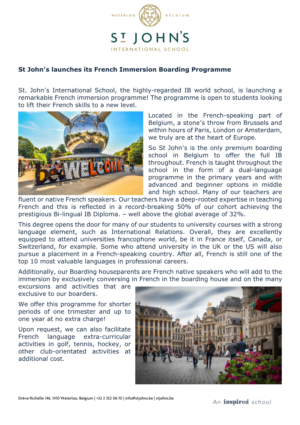 St John's Launches Its French Immersion Boarding Programme St