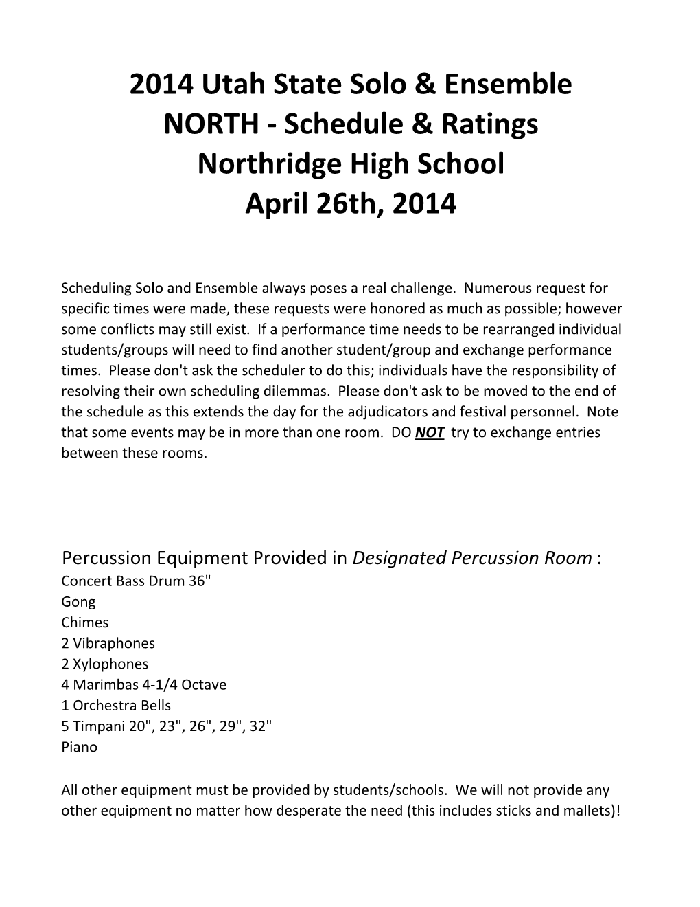 2014 Utah State Solo & Ensemble NORTH