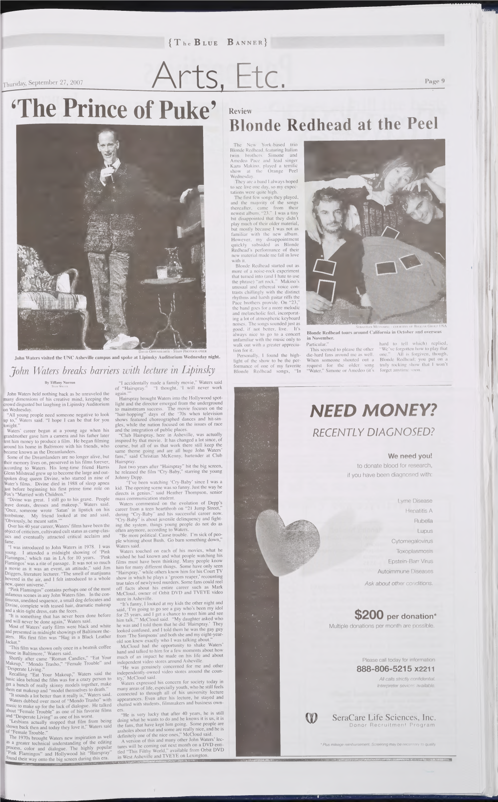 Arts. Etc Page 9 ^The Prince of Puke Review Blonde Redhead at the Peel