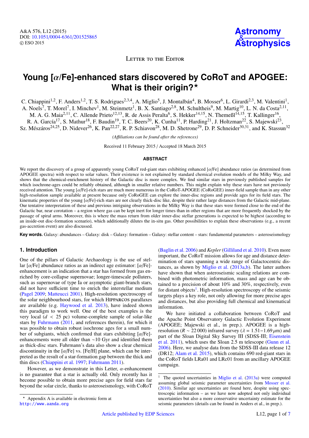Young \[Α/Fe\]-Enhanced Stars Discovered by Corot and APOGEE