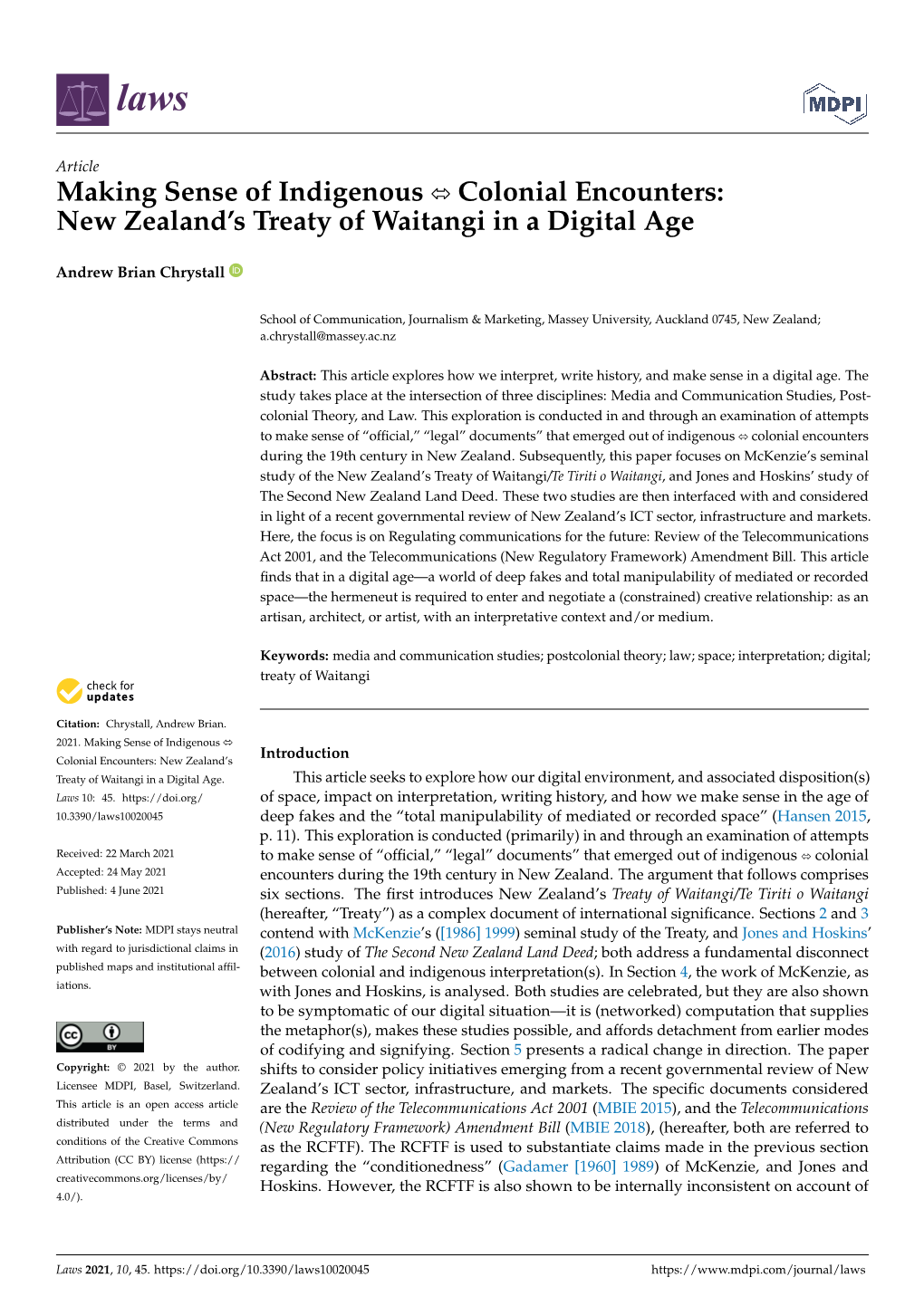 New Zealand's Treaty of Waitangi in a Digital
