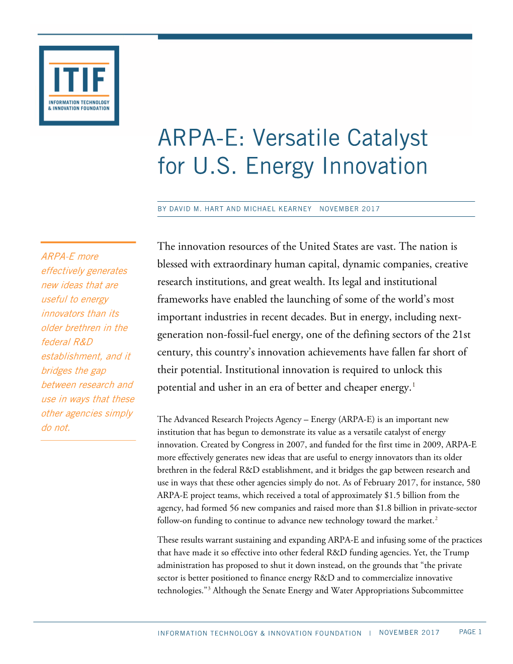 ARPA-E: Versatile Catalyst for U.S