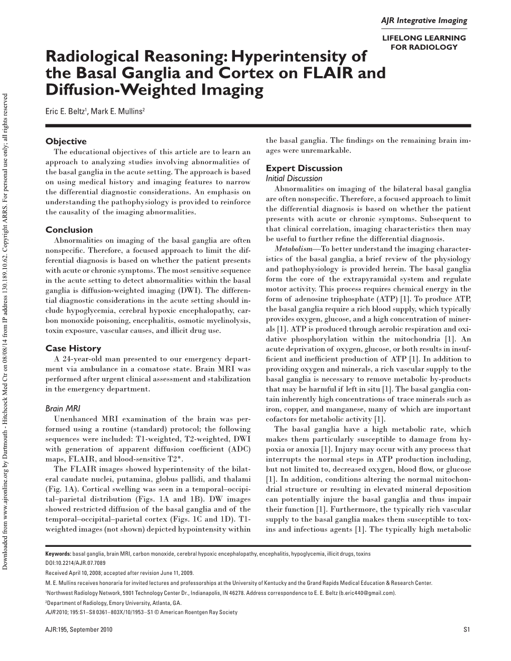 Hyperintensity of the Basal Ganglia and Cortex on FLAIR and Diffusion-Weighted Imaging