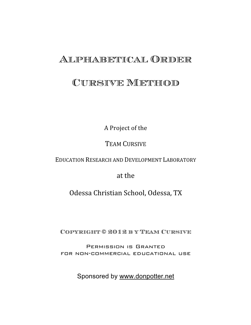 Alphabetical Order Cursive Method