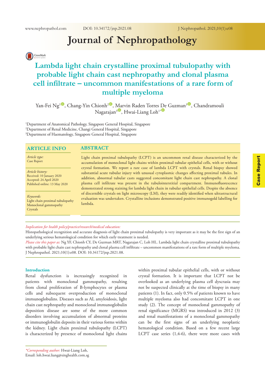 Lambda Light Chain Crystalline Proximal Tubulopathy with Probable