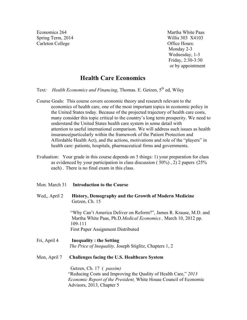 Health Care Economics