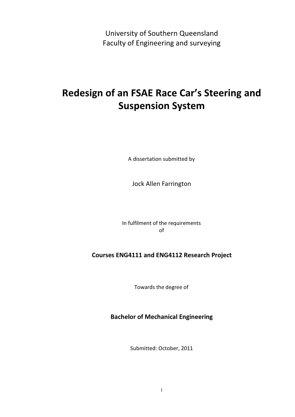 Redesign of an FSAE Race Car's Steering And