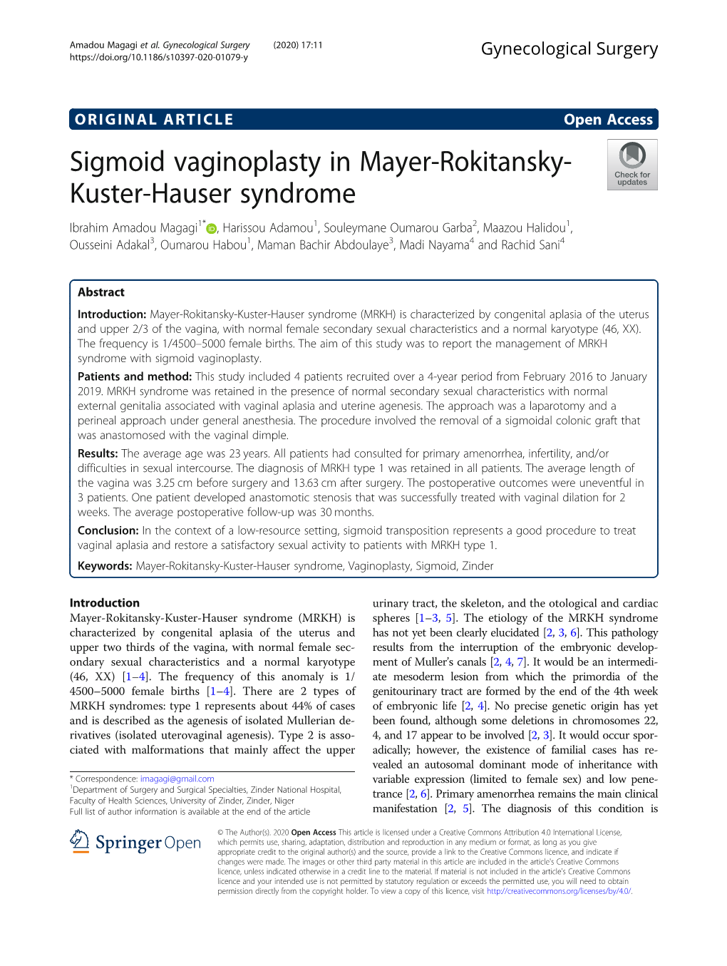 Sigmoid Vaginoplasty in Mayer-Rokitansky-Kuster-Hauser Syndrome