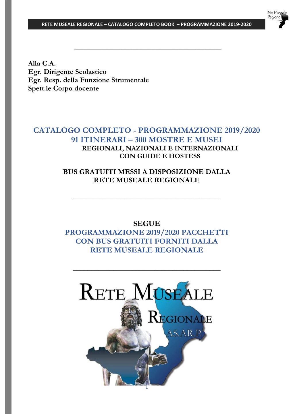 Rete Museale Regionale – Catalogo Completo Book – Programmazione 2019-2020