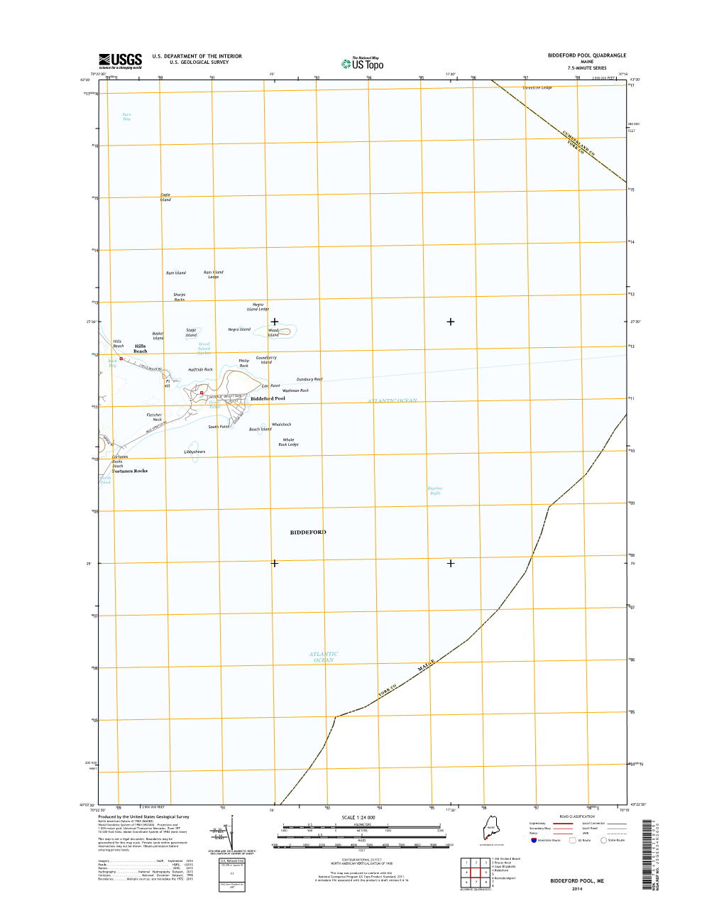 USGS 7.5-Minute Image Map for Biddeford Pool, Maine