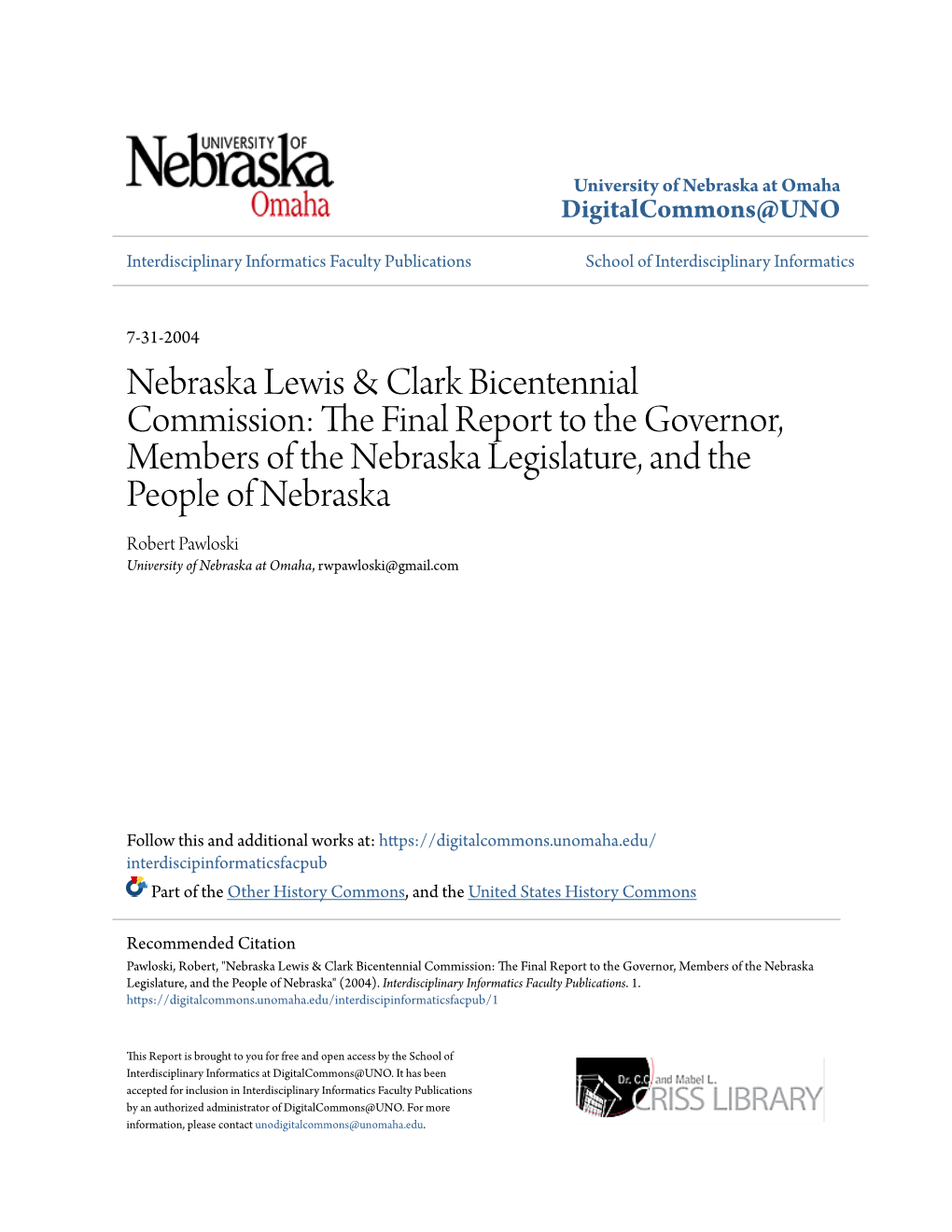 Nebraska Lewis & Clark Bicentennial Commission