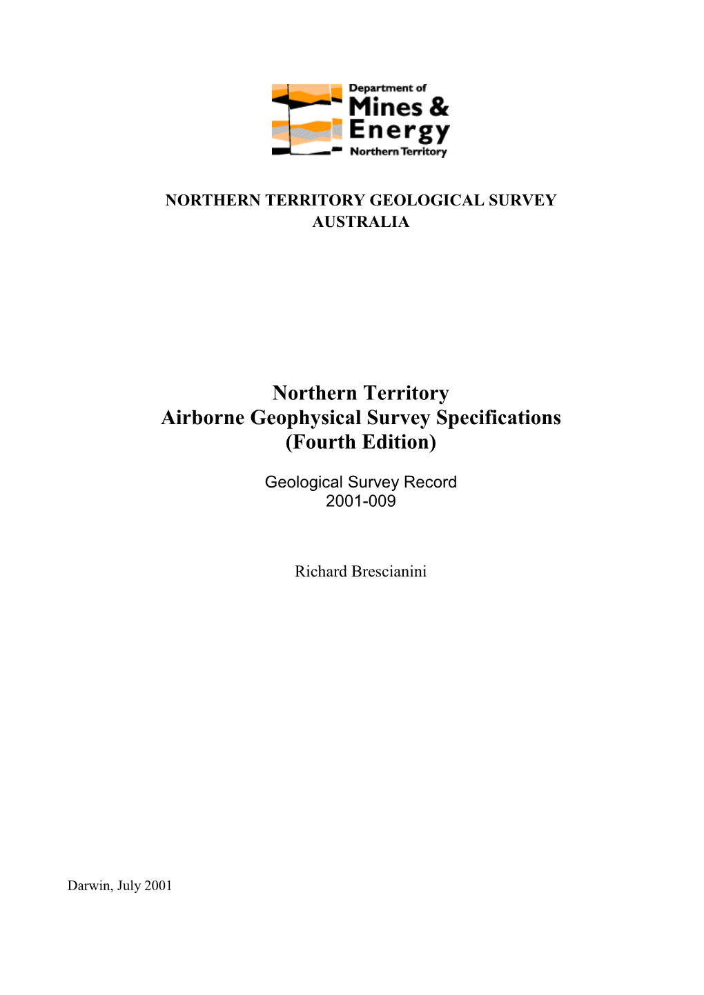 Northern Territory Airborne Geophysical Survey Specifications (Fourth Edition)