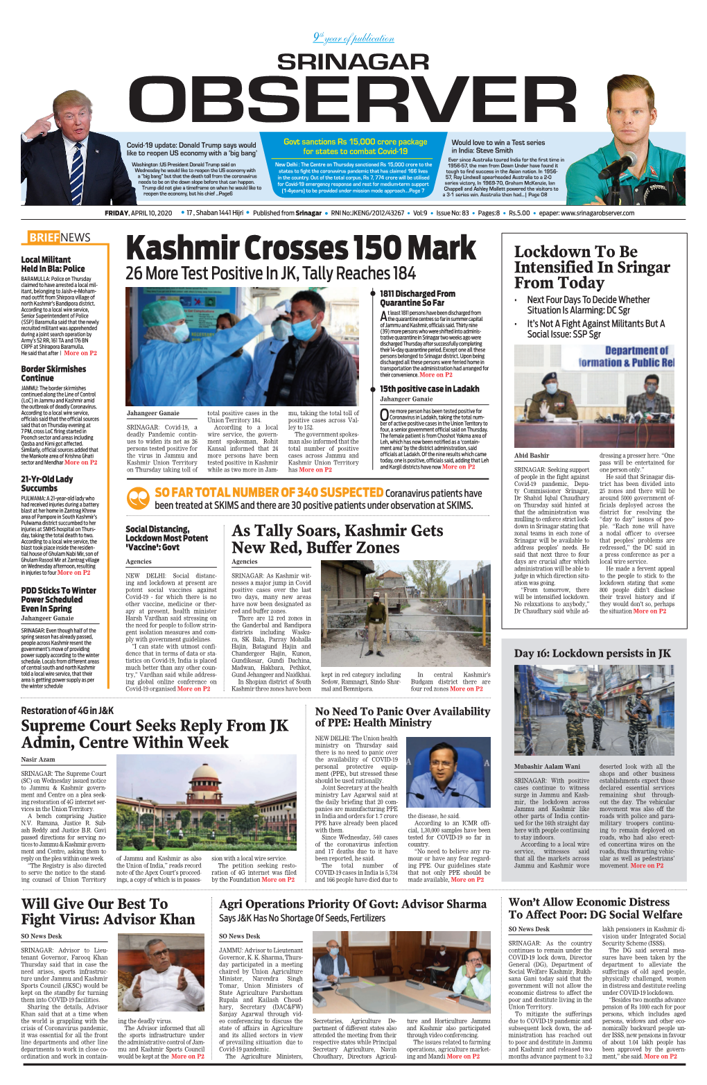 Kashmir Crosses 150 Mark