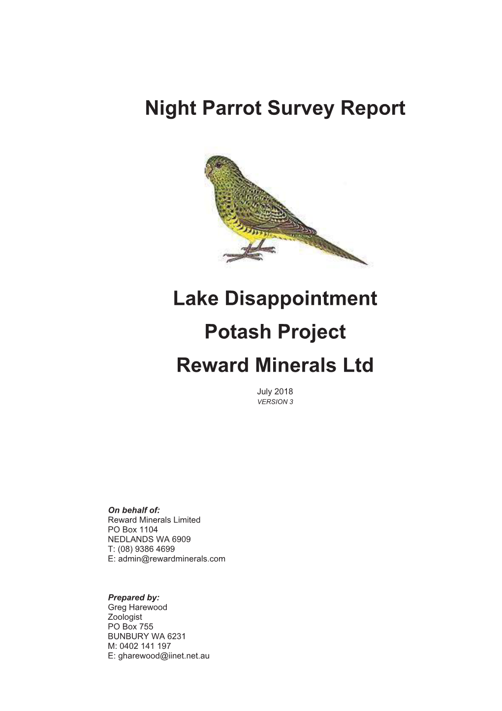 Appendix E2 Night Parrot Survey Report