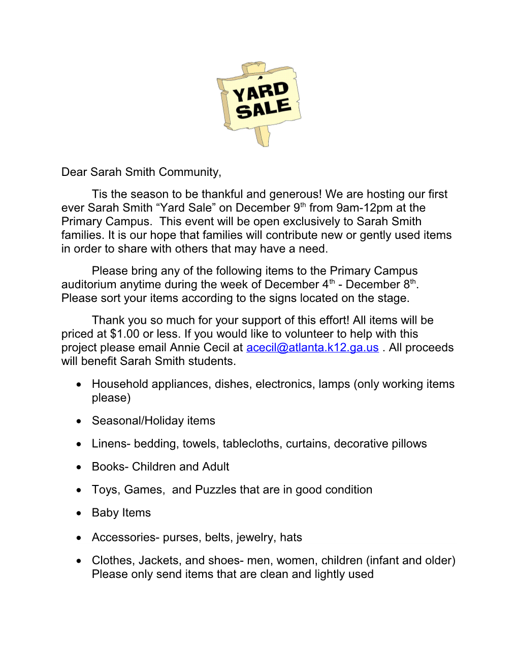 Dear Sarah Smith Community