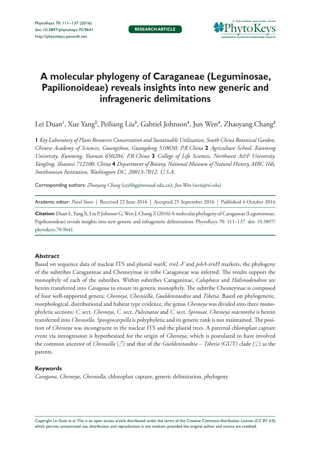 A Molecular Phylogeny of Caraganeae (Leguminosae, Papilionoideae) Reveals Insights Into New Generic and Infrageneric Delimitations