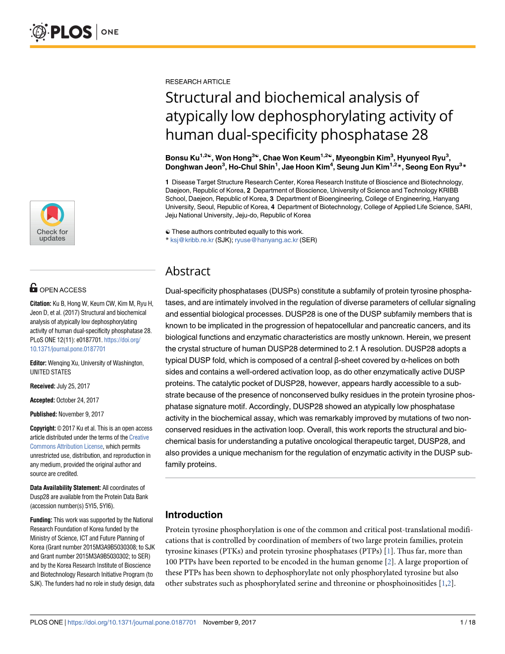 Structural and Biochemical Analysis of Atypically Low Dephosphorylating Activity of Human Dual-Specificity Phosphatase 28