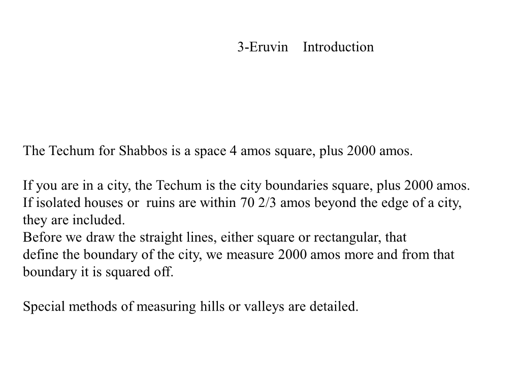 3-Eruvin Introduction the Techum for Shabbos Is a Space 4 Amos Square