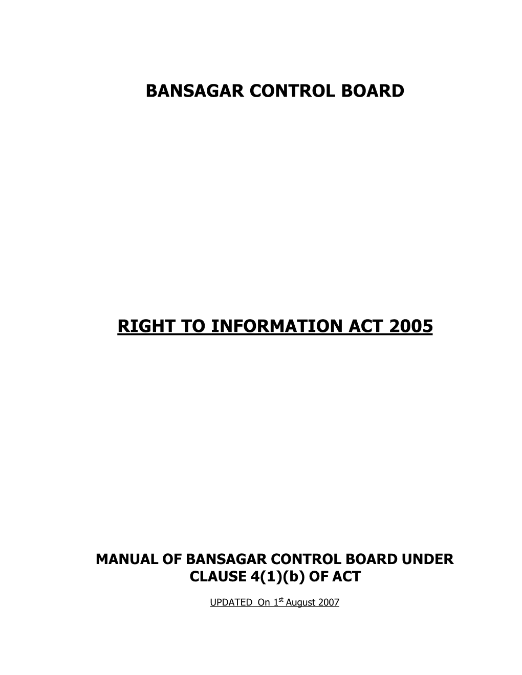 Bansagar Control Board