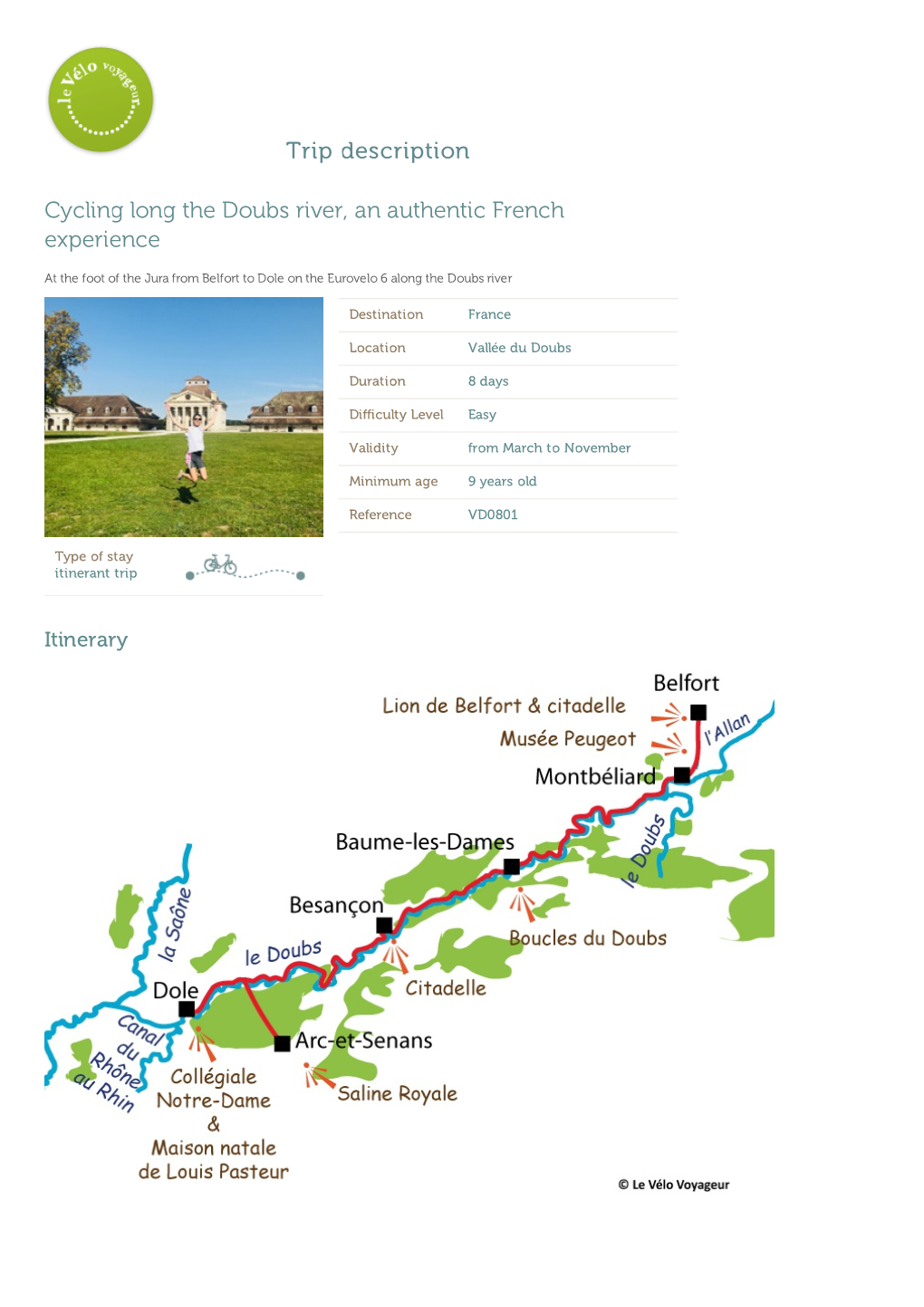Trip Description Cycling Long the Doubs River, an Authentic French