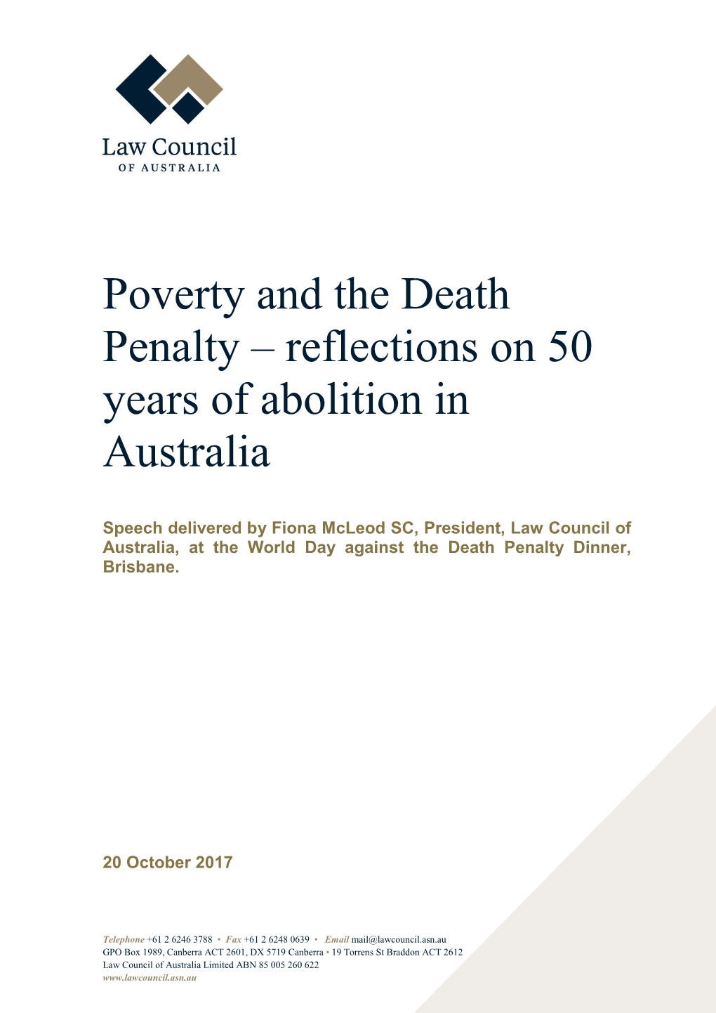 Poverty and the Death Penalty – Reflections on 50 Years of Abolition in Australia