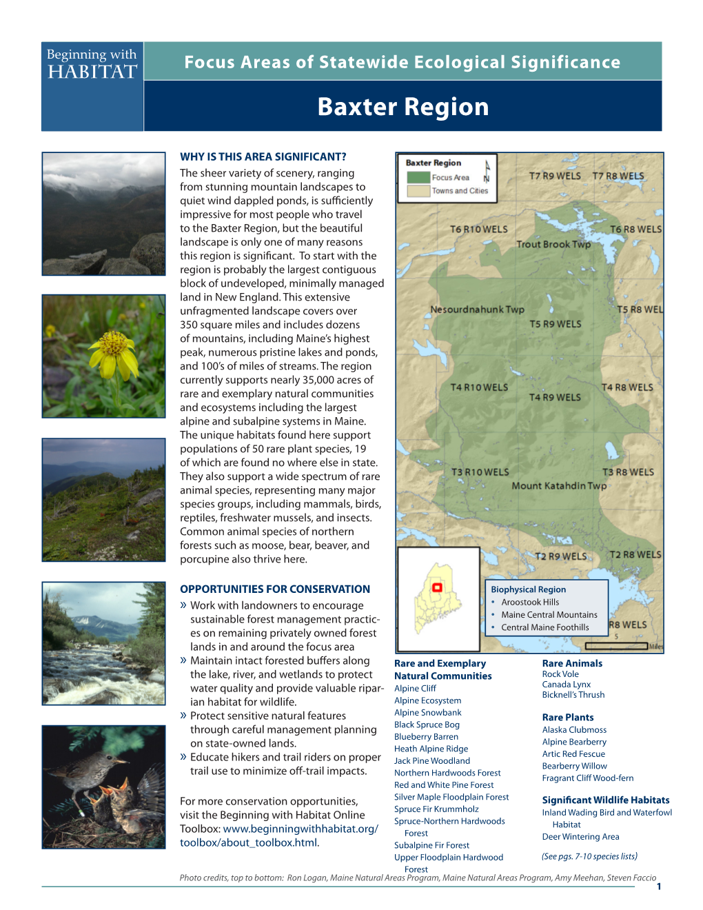 Baxter Region Beginning with Focus Areas of Statewide Ecological Significance Habitat Baxter Region