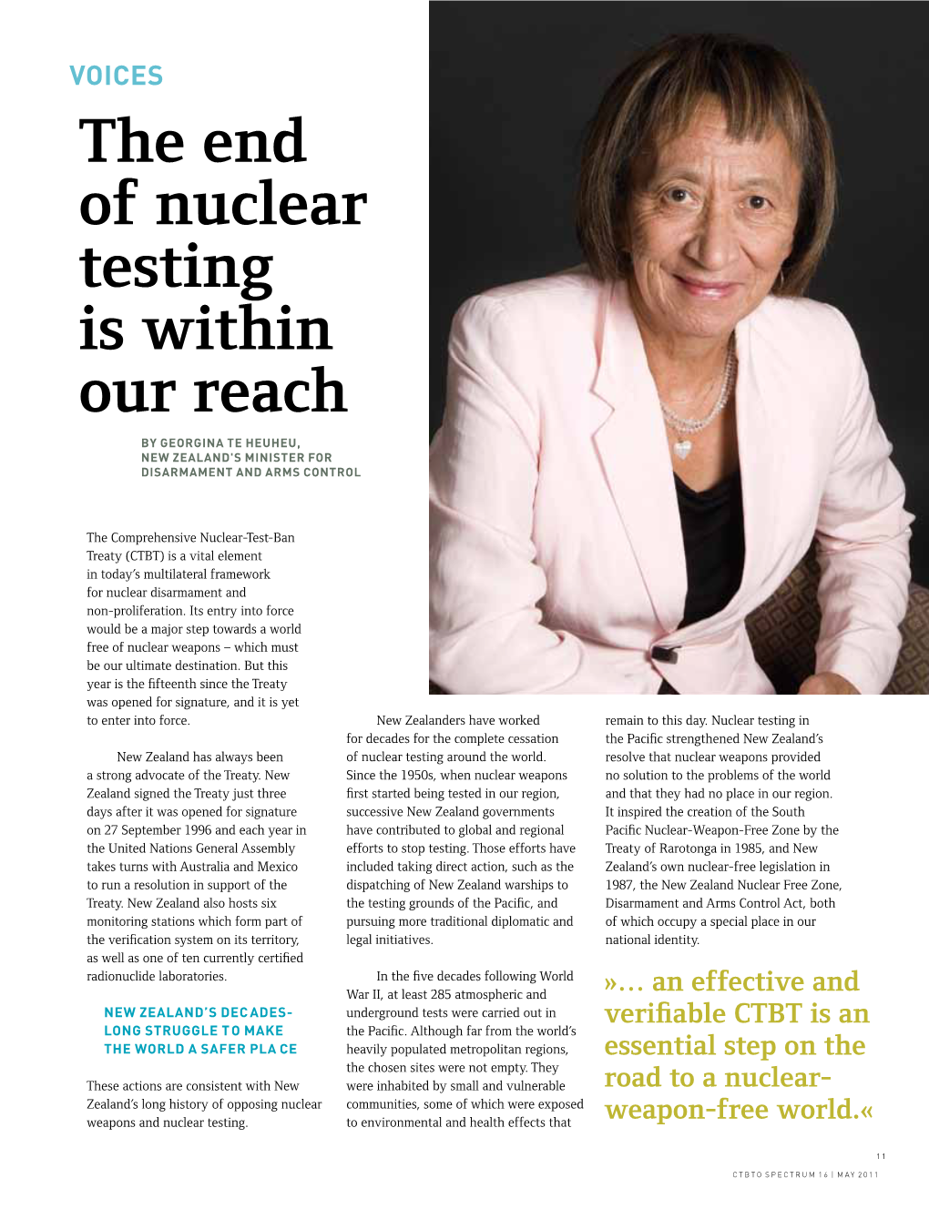 The End of Nuclear Testing Is Within Our Reach by Georgina Te Heuheu, New Zealand's Minister for Disarmament and Arms Control