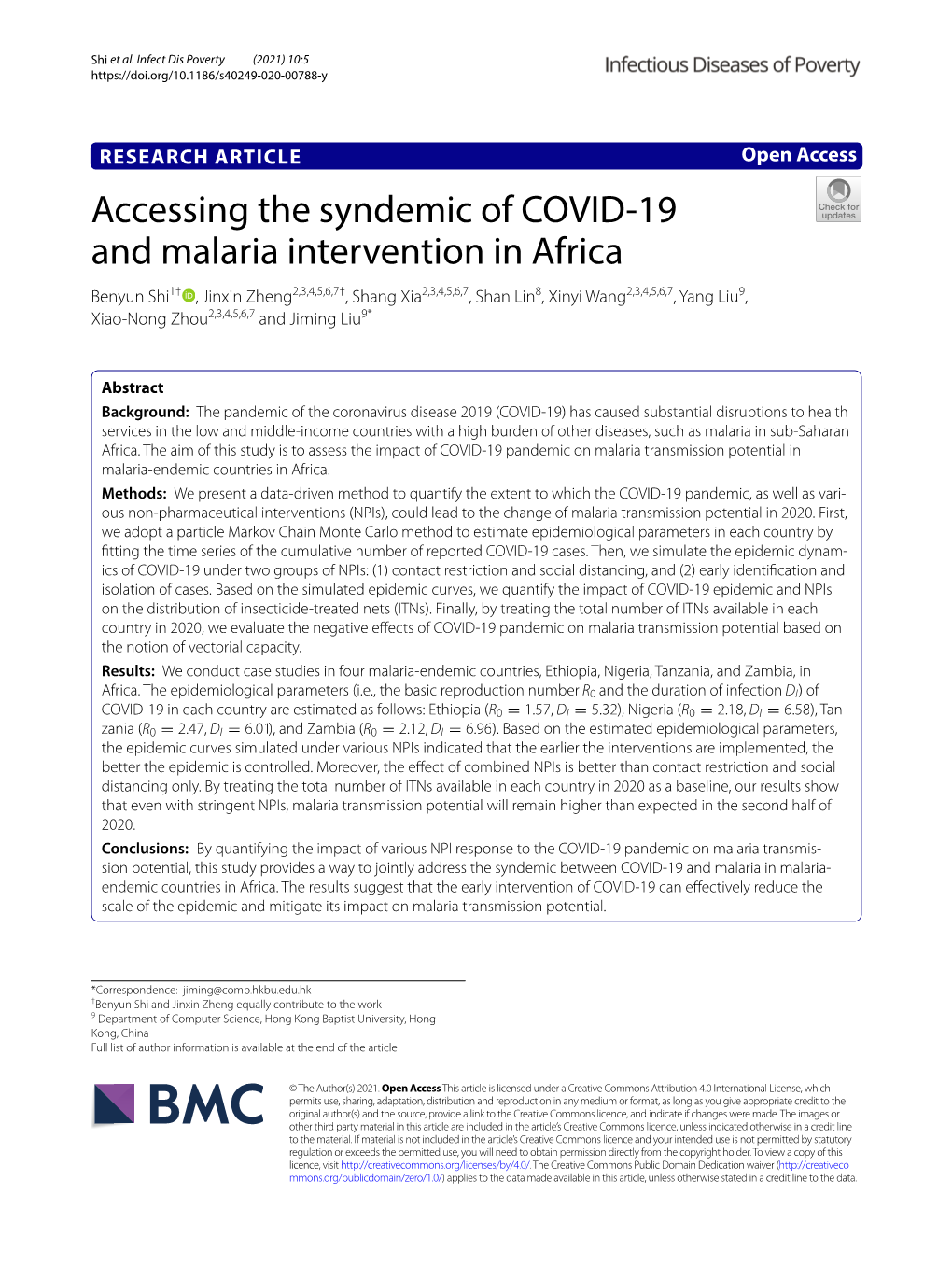 Accessing the Syndemic of COVID-19 and Malaria Intervention in Africa