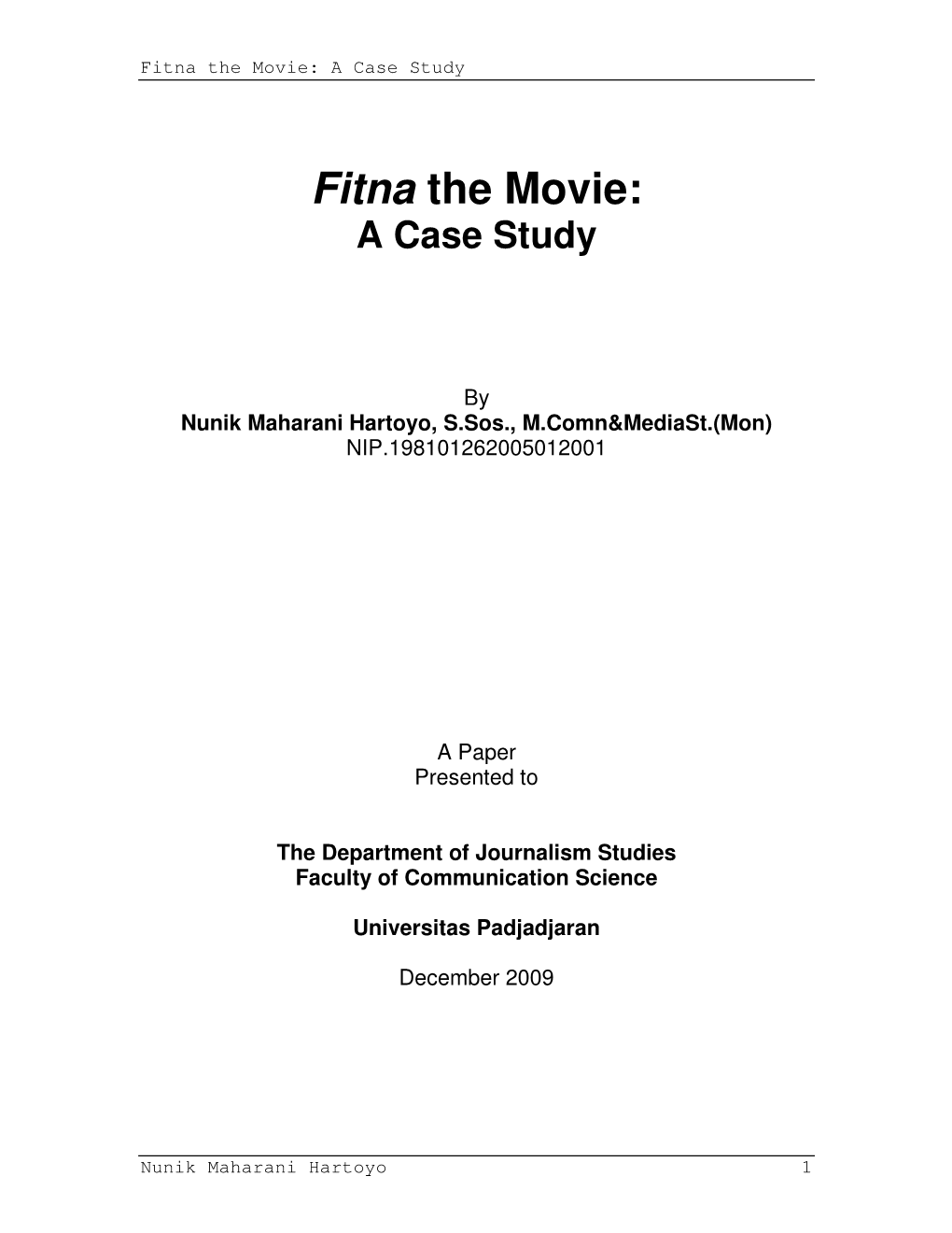 Fitna the Movie: a Case Study