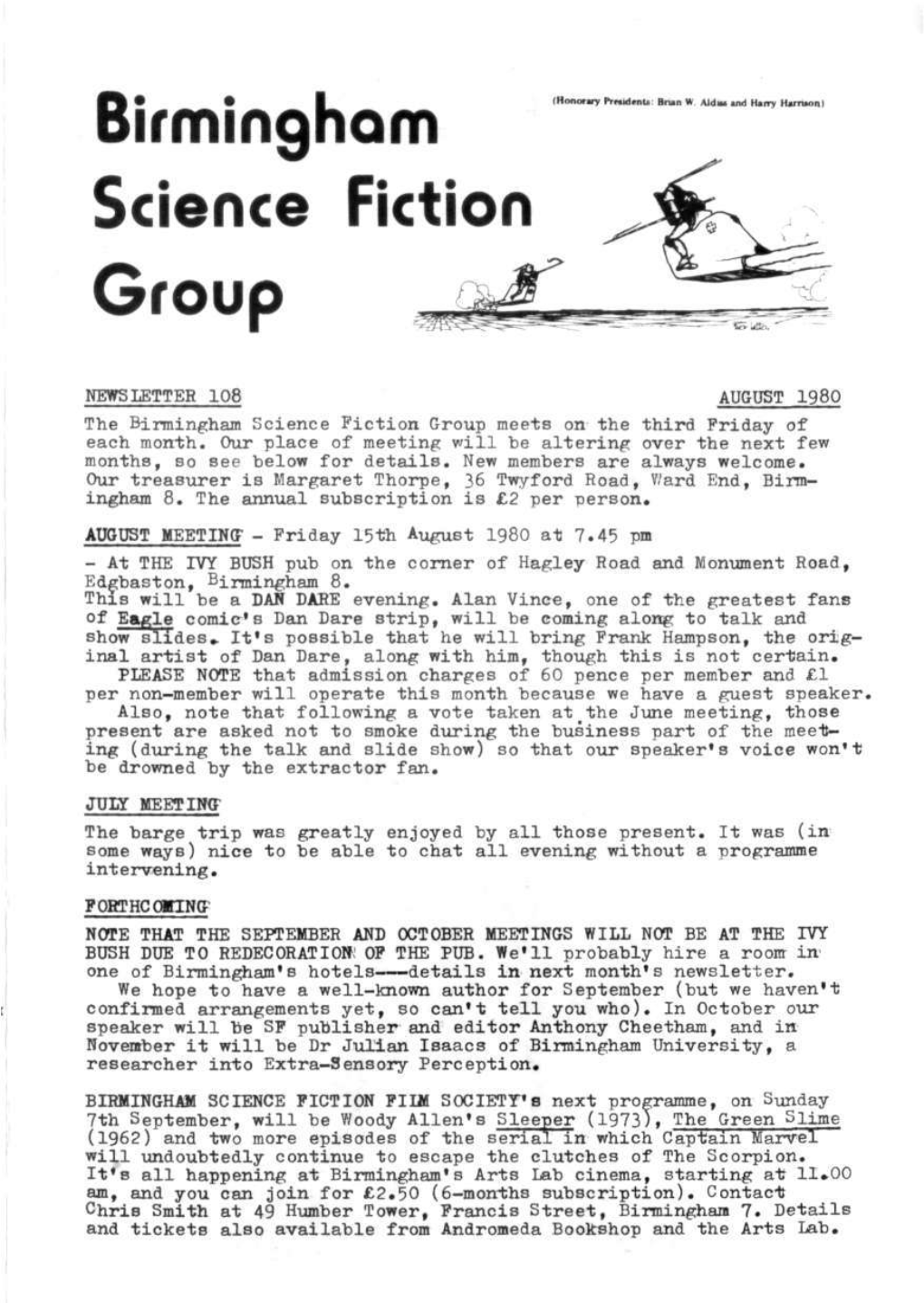 Birmingham Science Fiction Group Newsletter