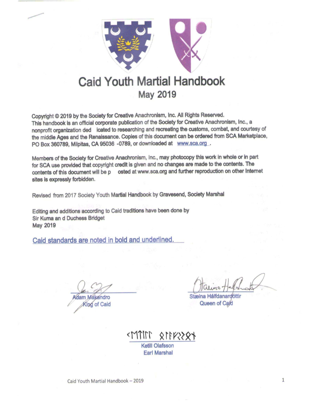 Caid Youth Martial Handbook May 2019