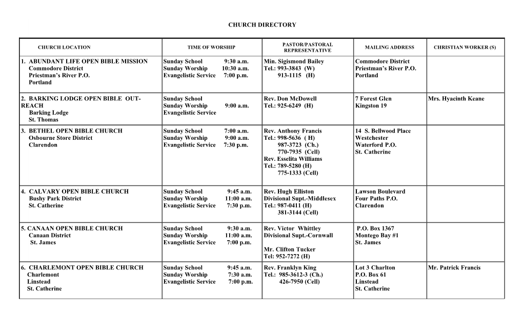 Church Directory