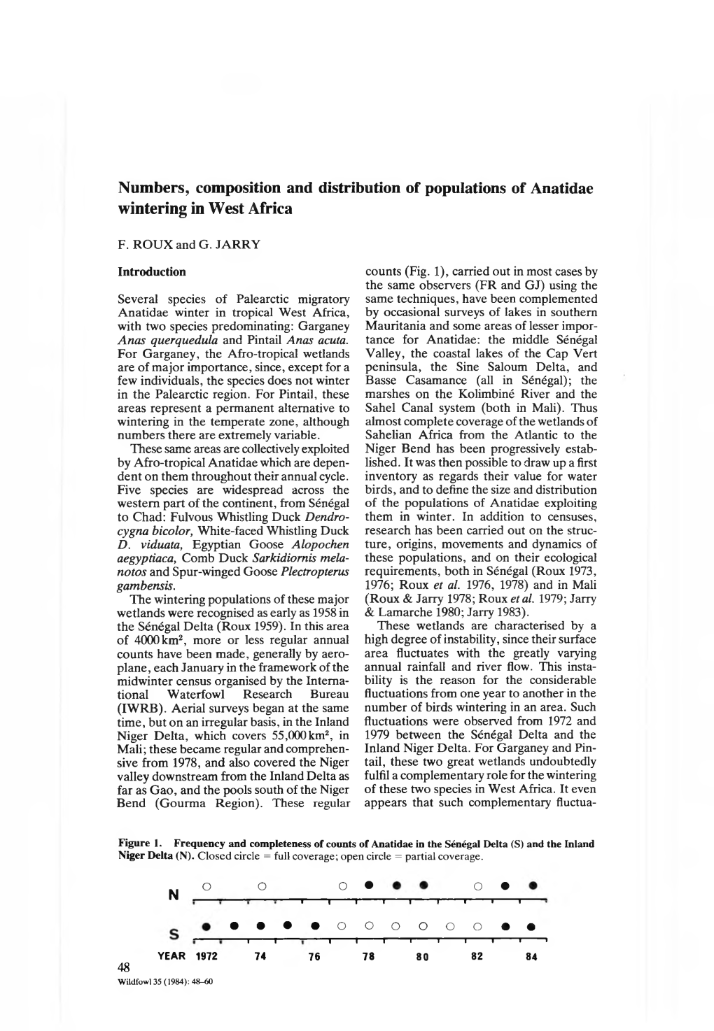 Numbers, Composition and Distribution of Populations of Anatidae Wintering in West Africa