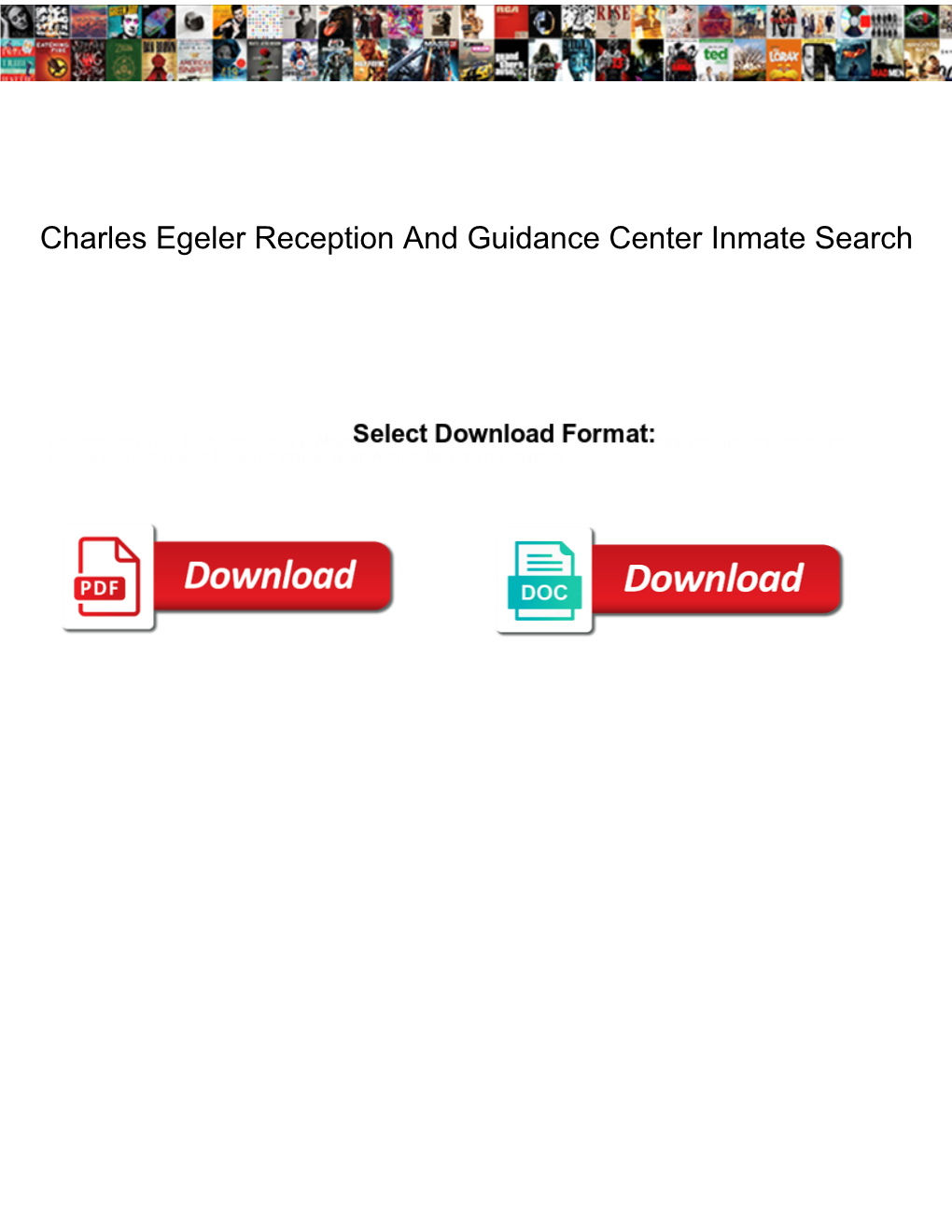 Charles Egeler Reception and Guidance Center Inmate Search
