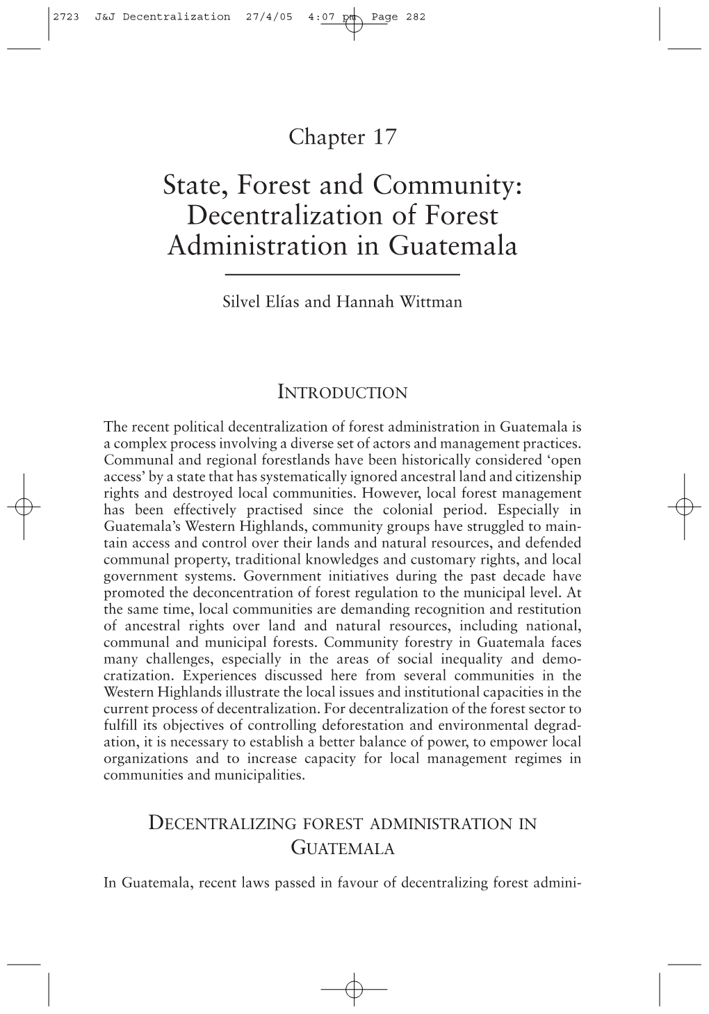 Decentralization of Forest Administration in Guatemala