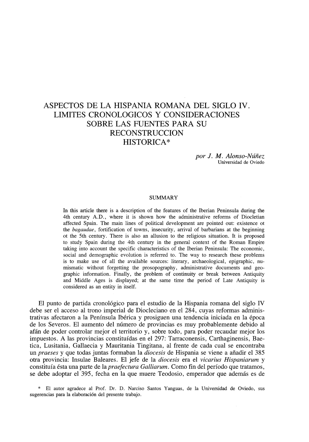 Aspectos De La Hispania Romana Del S. IV. Límites Cronológicos Y