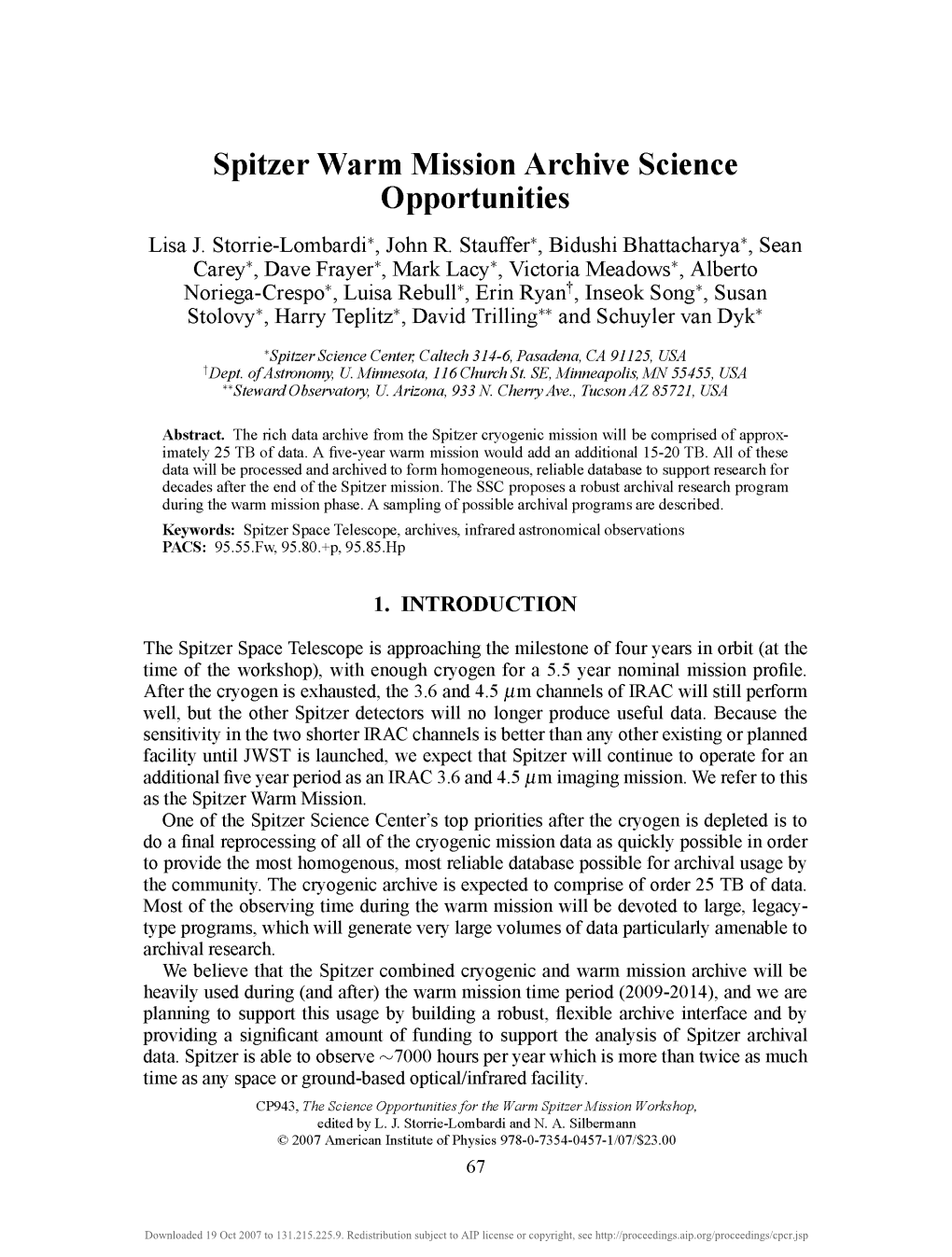 Spitzer Warm Mission Archive Science Opportunities