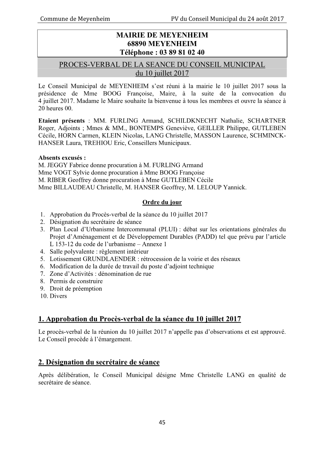 PV CONSEIL MUNICIPAL 24 Août 2017