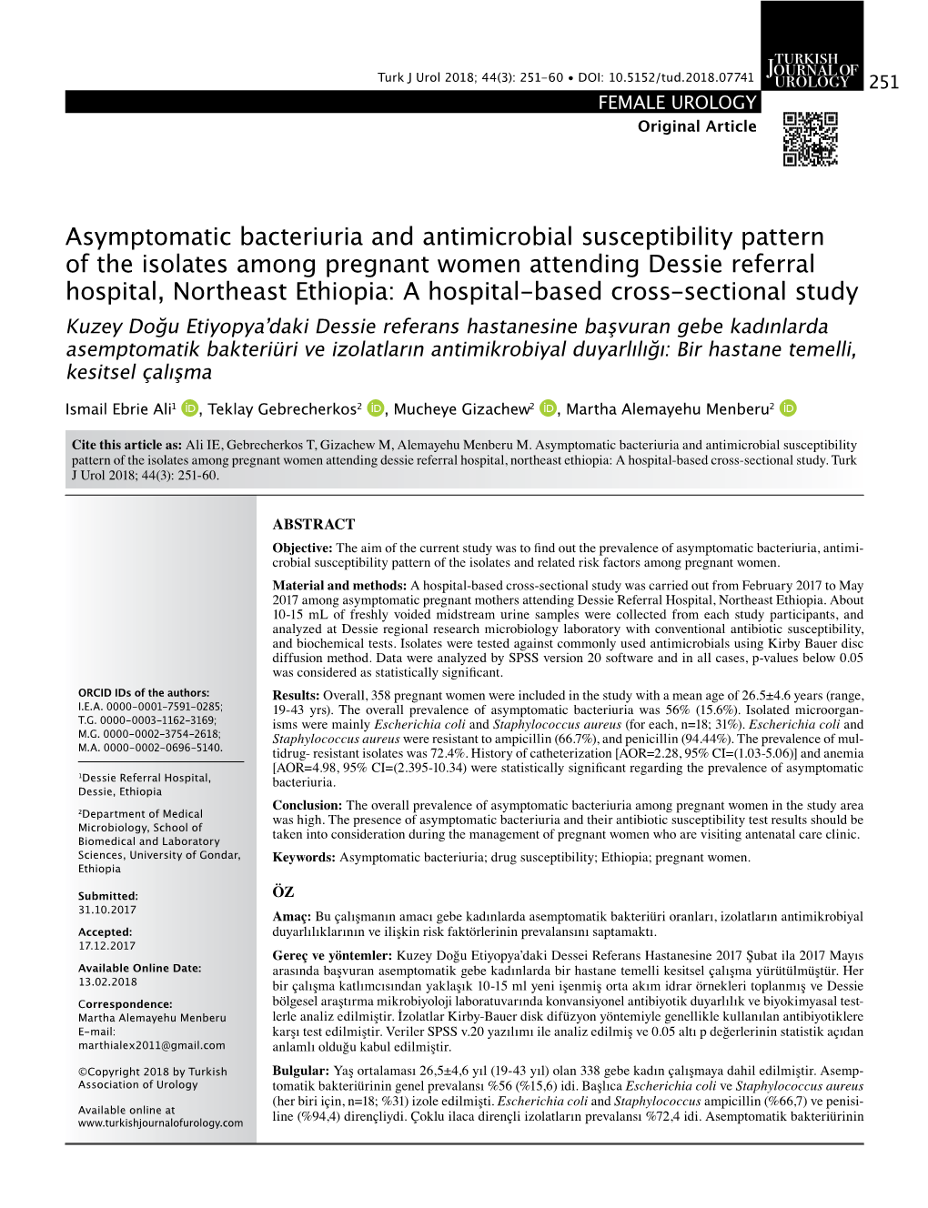Asymptomatic Bacteriuria and Antimicrobial Susceptibility Pattern of the Isolates Among Pregnant Women Attending Dessie Referral