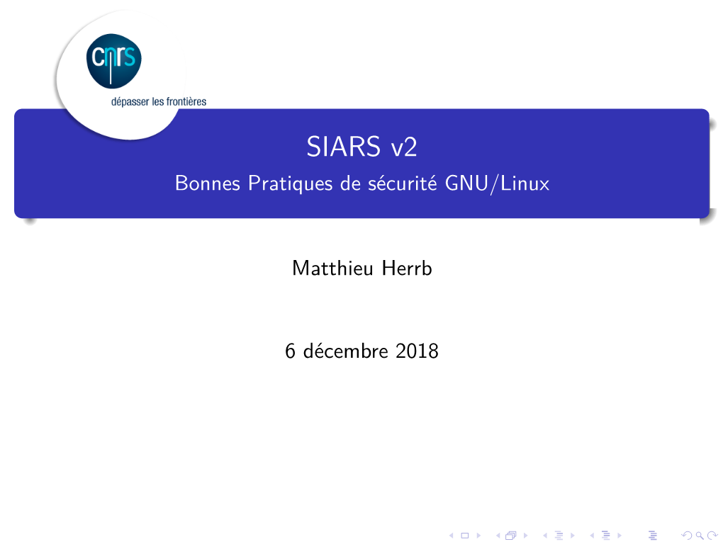 SIARS V2 Bonnes Pratiques De Sécurité GNU/Linux